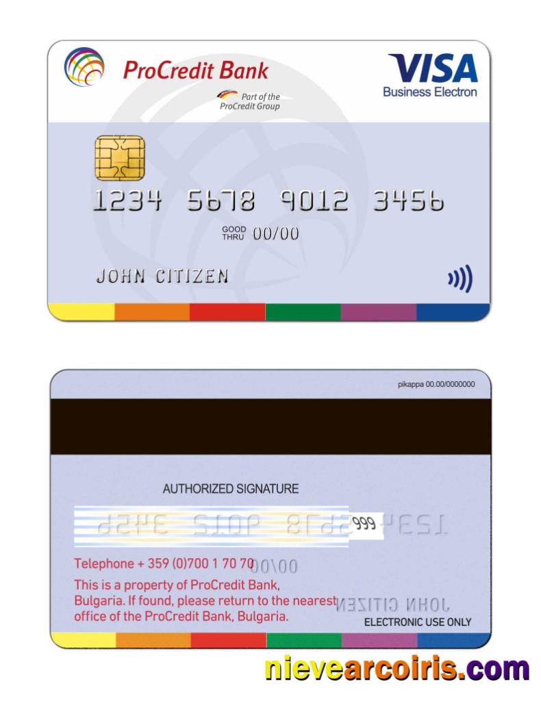 Bulgaria ProCredit bank Visa Electron card